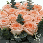 Basket of Peach Roses-1