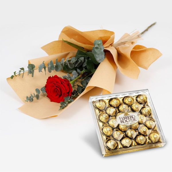Single Rose with Ferrero online delivery
