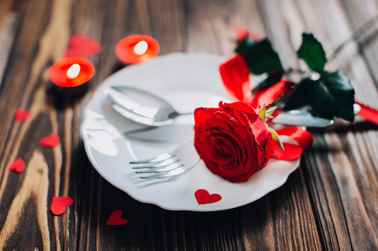 Romantic dinner with flower decorated