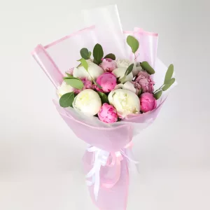 White and Pink Peonies Bouquet