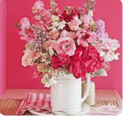 mix pink flowers in box